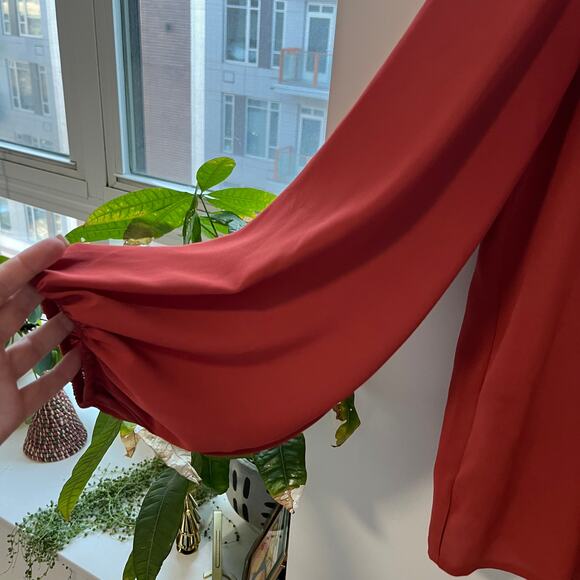 Loft Orange Long Sleeve Blouse Size Small - Picture 4 of 7